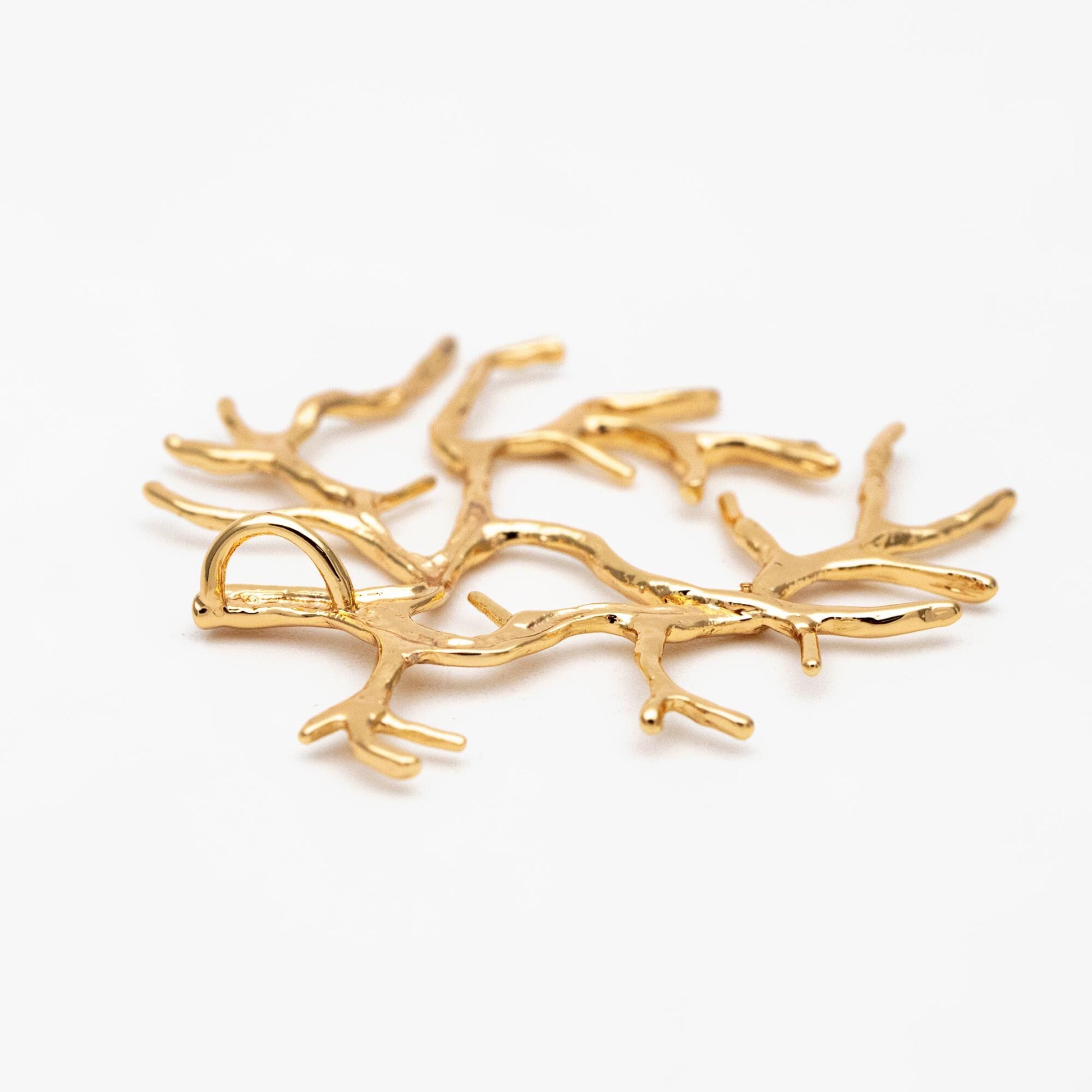 4pcs Gold Branch Charms , Real Gold Plated Brass, Christmas Pendants, Jewelry Making, Diy Material, Jewelry Supplies (GB-2672)
