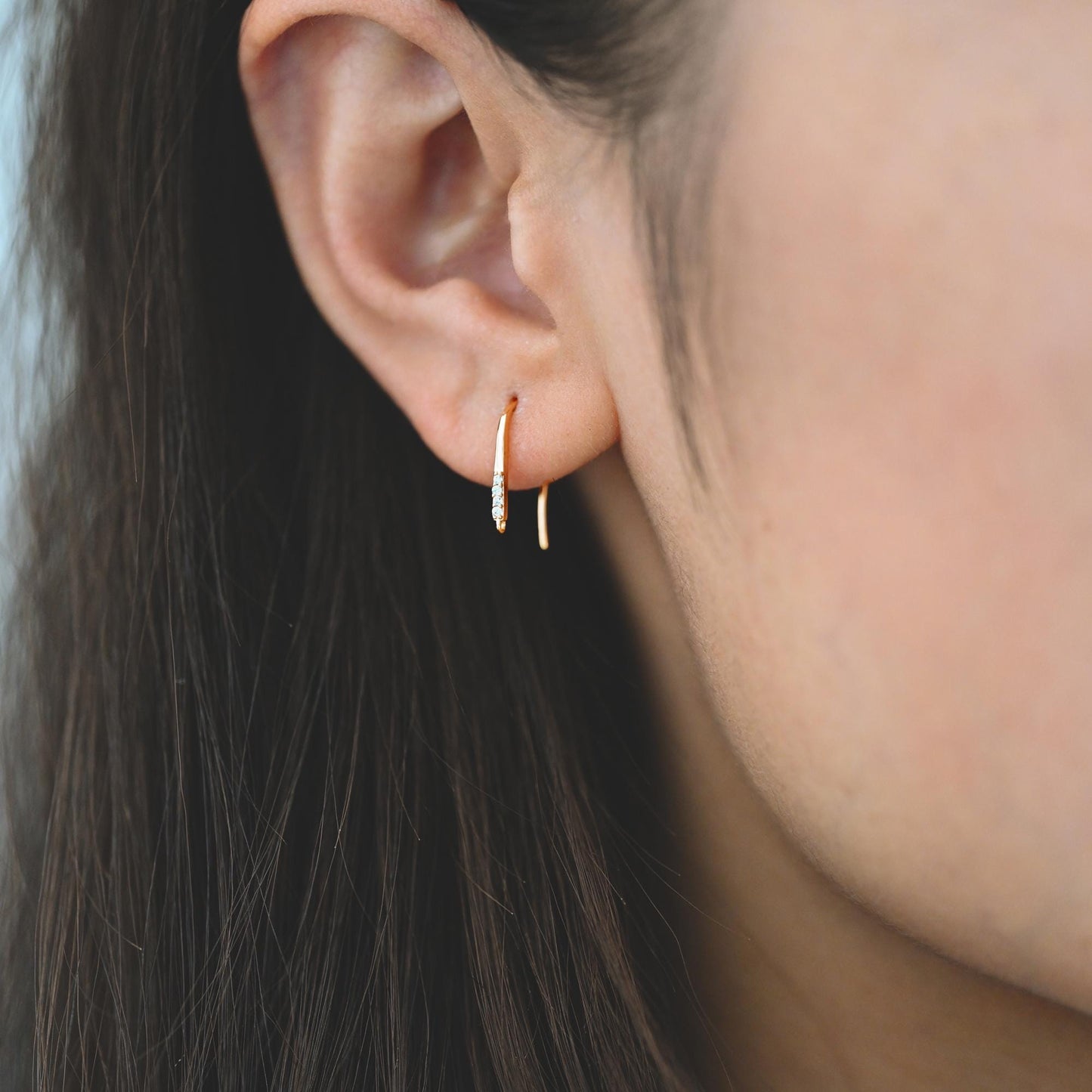 10pcs CZ Pave Gold Earring Hooks 14x10mm, Real Gold Plated Brass Earwires (GB-315)