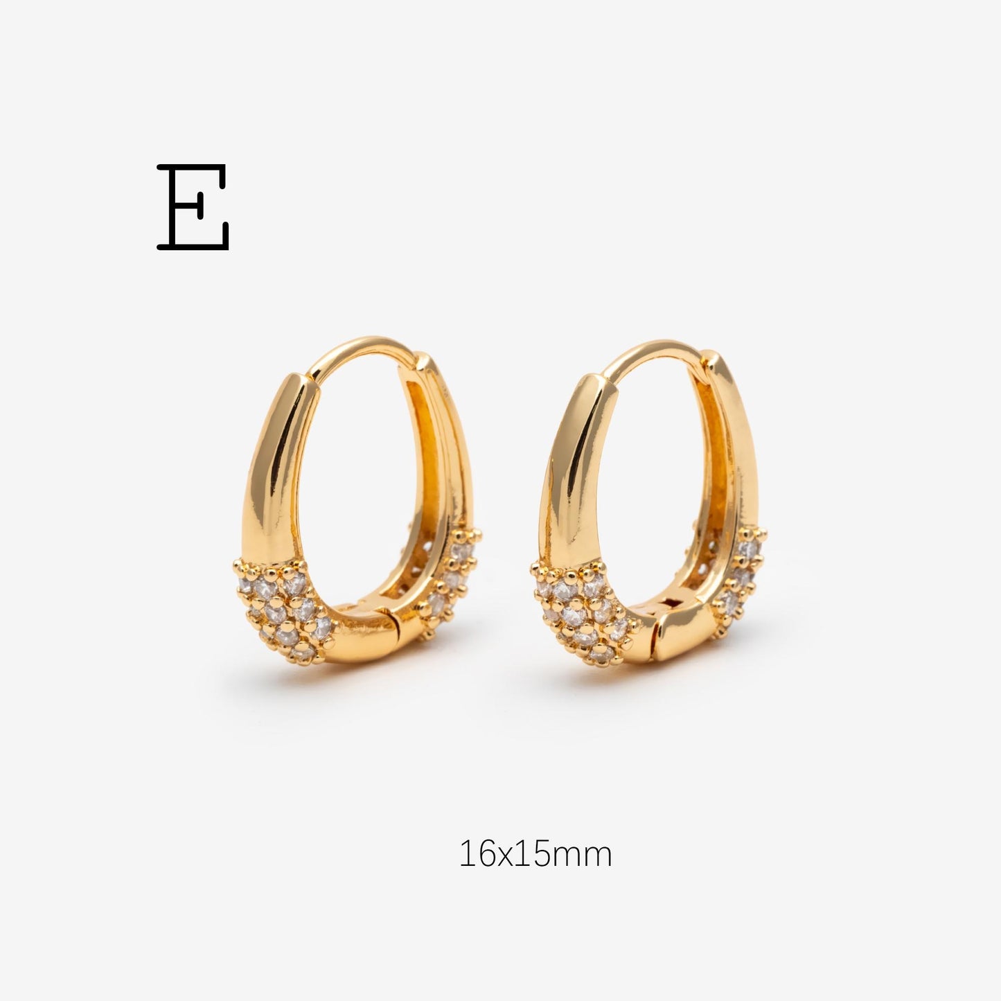 4pcs CZ Paved Polygon Hoop Earrings, Geometric Huggie Earrings, Minimalist Hoop Earrings (GB-2398)