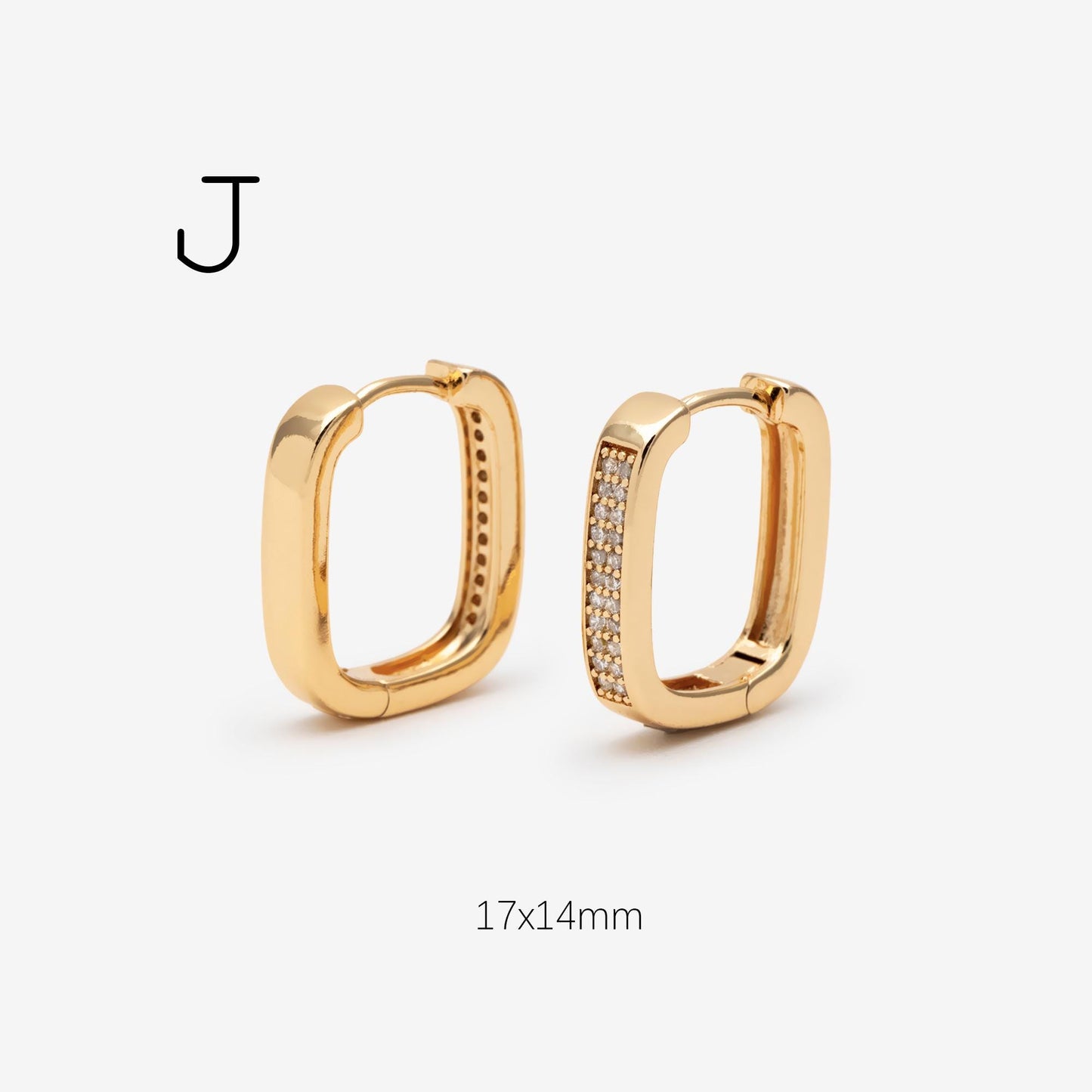 4pcs CZ Paved Polygon Hoop Earrings, Geometric Huggie Earrings, Minimalist Hoop Earrings (GB-2398)