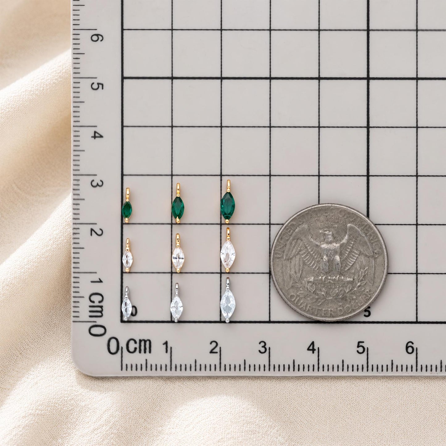 10pcs CZ pave Gold/ Silver tone Tiny Gold Leaf Charm, Gold/ Rhodium plated Brass, Horse Eye Charm (GB-1023)