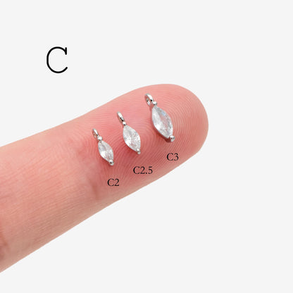 10pcs CZ pave Gold/ Silver tone Tiny Gold Leaf Charm, Gold/ Rhodium plated Brass, Horse Eye Charm (GB-1023)