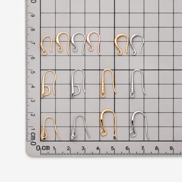 10pcs Gold/ Rhodium plated Brass Earring Hook with Loop, Simple Earwires Earring Components (GB-3040)