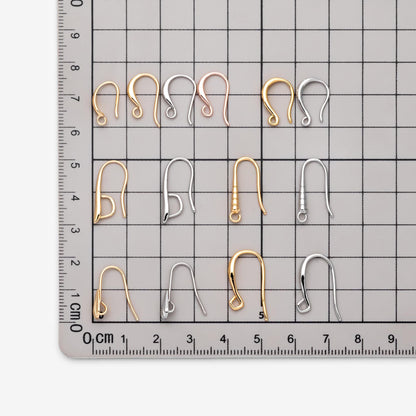 10pcs Gold/ Rhodium plated Brass Earring Hook with Loop, Simple Earwires Earring Components (GB-3040)