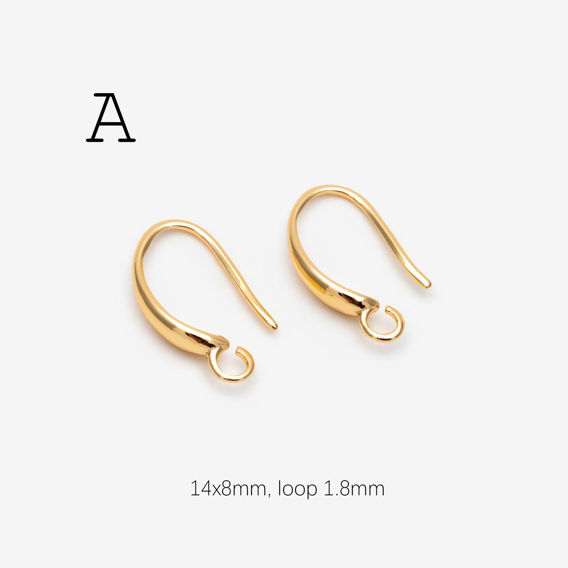 10pcs Gold/ Rhodium plated Brass Shell Earring Hook with Loop, Simple Earwires Earring Components (GB-2968)