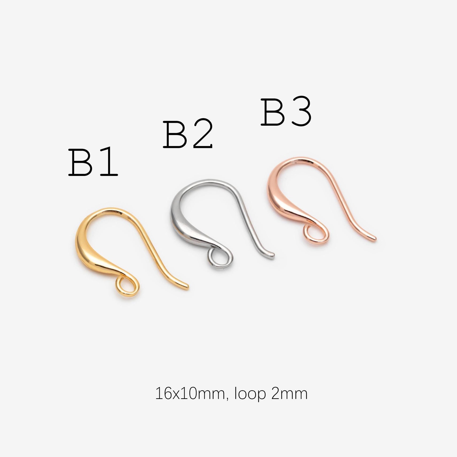 10pcs Gold/ Rhodium plated Brass Shell Earring Hook with Loop, Simple Earwires Earring Components (GB-2968)