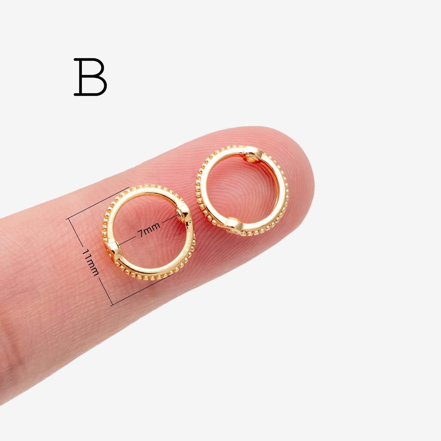 10pcs Gold Round Bead Frame Charms, Real Gold plated Brass Half Ring Connectors, Inner 8.5/ 9.8mm (GB-112)