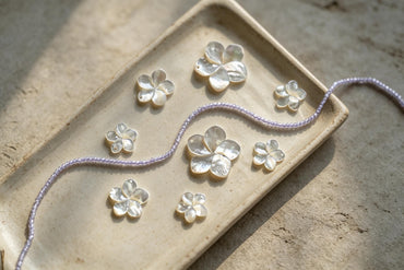 10pcs White Mother of Pearl Flowers 14/ 17/ 24mm, Top Side Drilled, Shell Plumeria Flowers for Earrings -(BK-016)