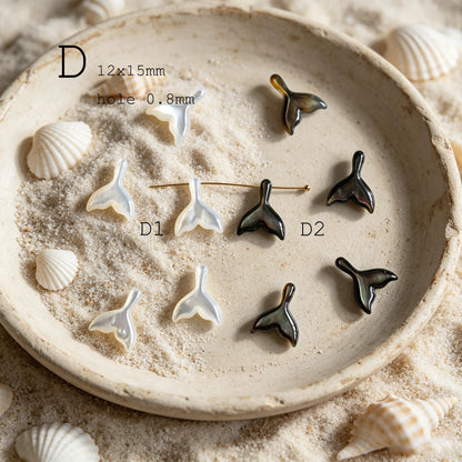 4pcs Single-Sided Carved Shell Beads, Mother of Pearl Animal & Sea Shapes for DIY Bracelet, Handmade Jewelry (BK-006)