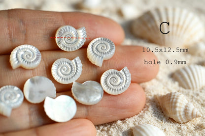 4pcs Single-Sided Carved Shell Beads, Mother of Pearl Animal & Sea Shapes for DIY Bracelet, Handmade Jewelry (BK-006)