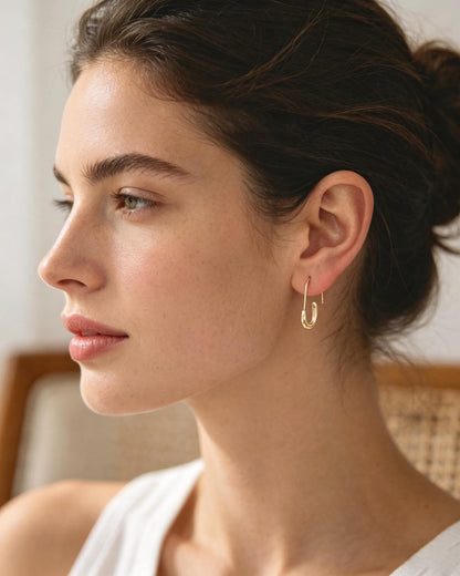 10pcs Gold plated Brass Ear Hooks 21.5x13mm, Simple Earwires Earring Components (GB-3022-B)