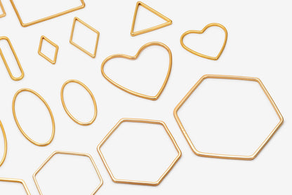 10pcs Gold/ Silver/ Rose Gold Teardrop Link Connector Charms 32/ 38mm, Gold/ Rhodium plated Brass Geometric Shape Pendants (GB-097)