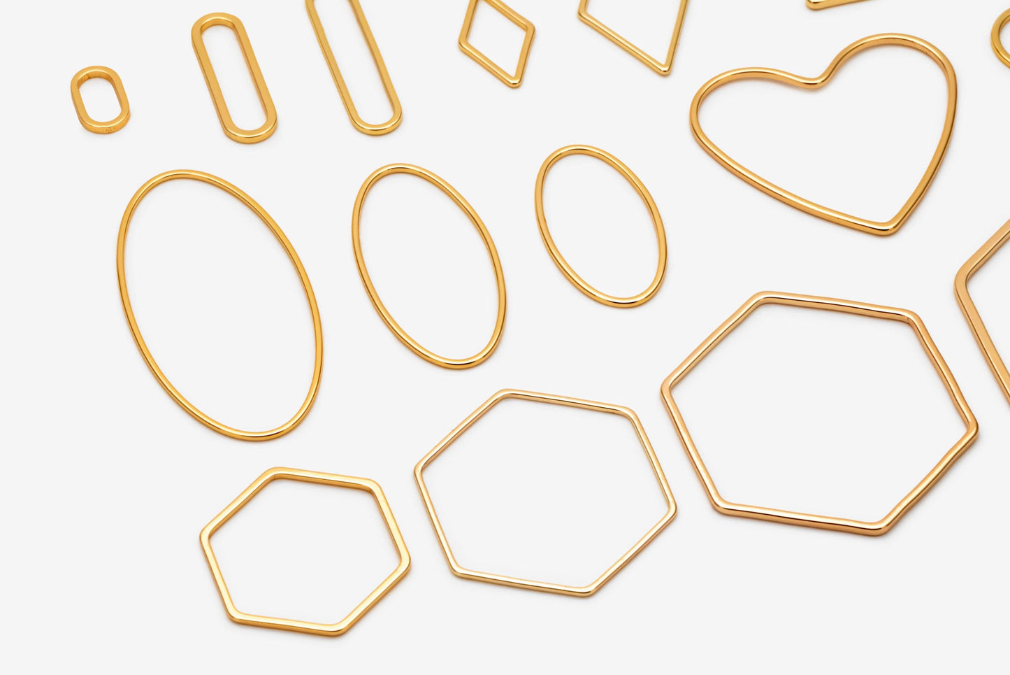 10pcs Gold/ Silver/ Rose Gold Teardrop Link Connector Charms 32/ 38mm, Gold/ Rhodium plated Brass Geometric Shape Pendants (GB-097)