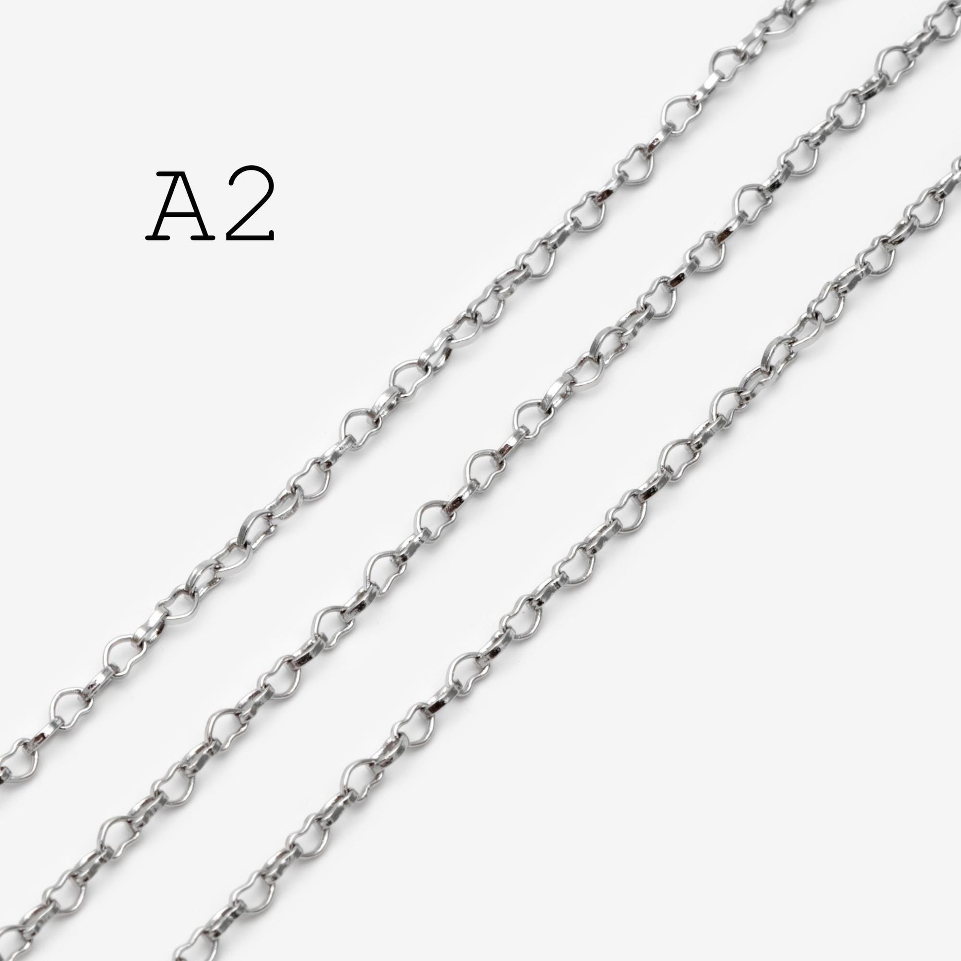 Gold plated Brass Heart Chains 2.2mm, DIY Necklace Chain Findings Wholesale (#LK-278)/ 1 Meter=3.3 ft