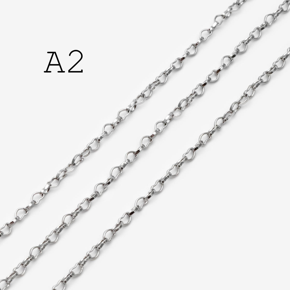 Gold/ Silver tone Heart Chains, Gold/ Rhodium plated Brass, DIY Necklace Chain Findings Wholesale (#LK-105)/ 1 Meter=3.3 ft