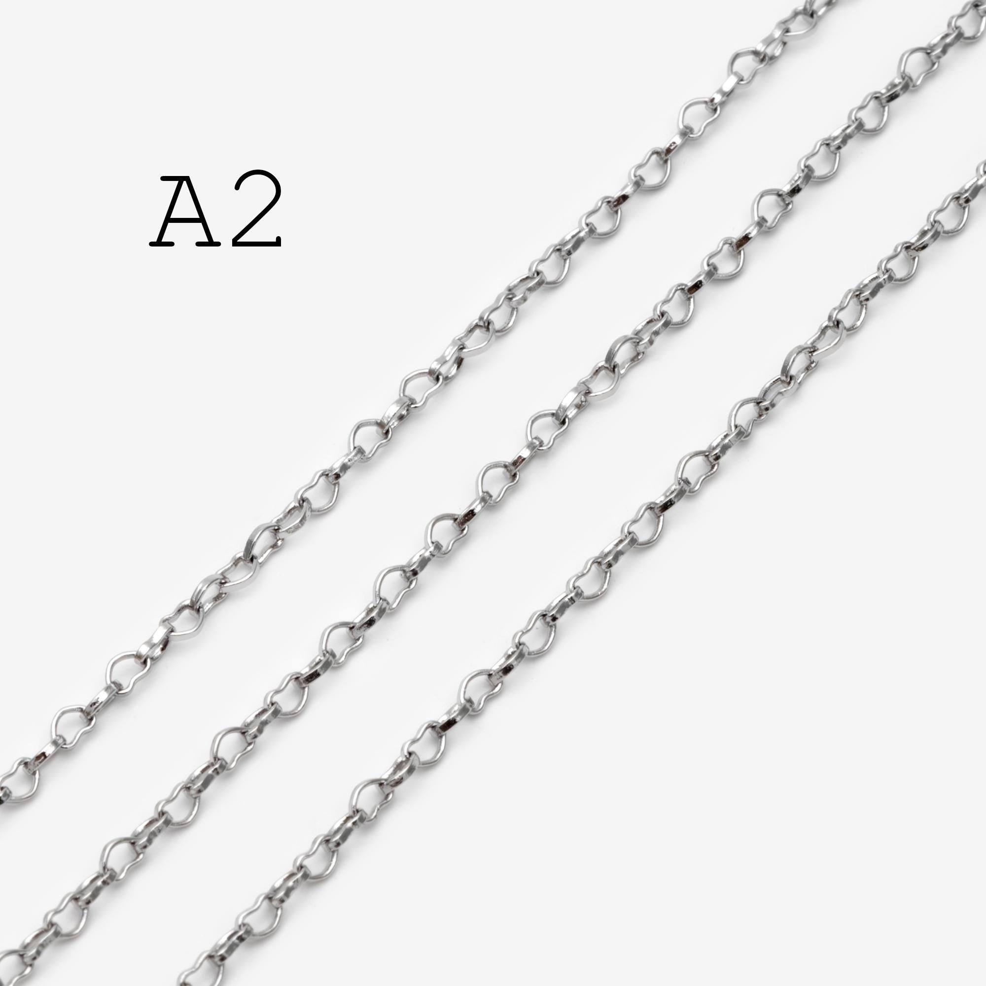 Gold/ Silver tone Heart Chains, Gold/ Rhodium plated Brass, DIY Necklace Chain Findings Wholesale (#LK-105)/ 1 Meter=3.3 ft