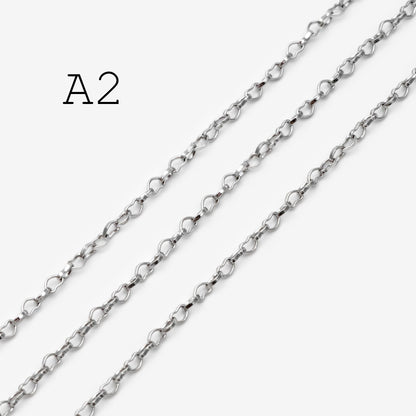 Gold/ Silver tone Heart Chains, Gold/ Rhodium plated Brass, DIY Necklace Chain Findings Wholesale (#LK-105)/ 1 Meter=3.3 ft