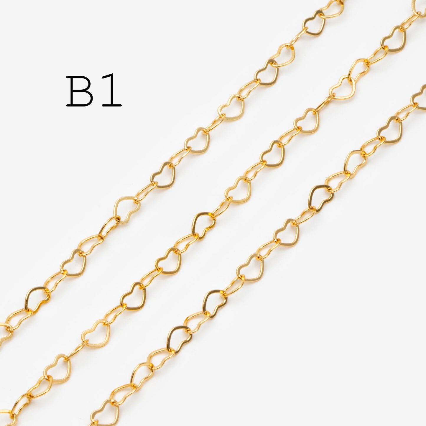 Gold plated Brass Heart Chains 2.2mm, DIY Necklace Chain Findings Wholesale (#LK-278)/ 1 Meter=3.3 ft