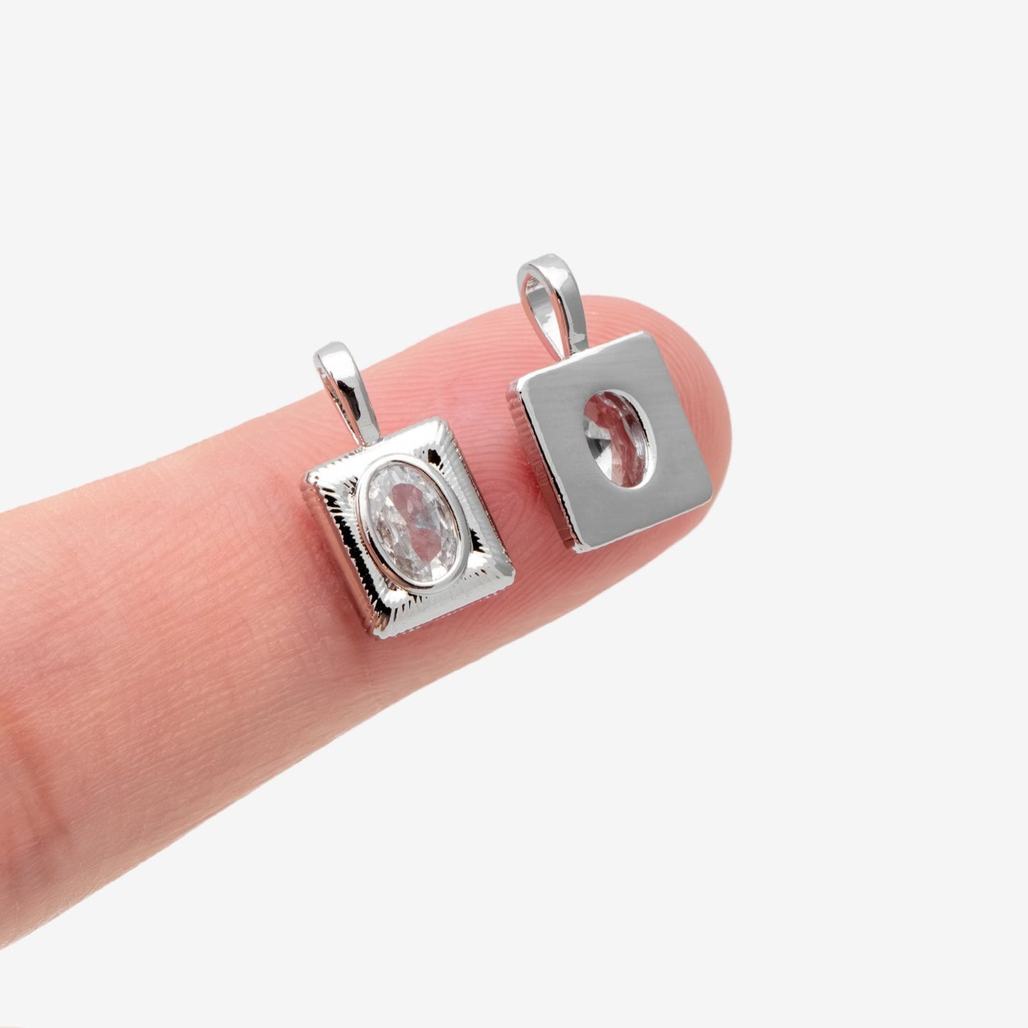 4pcs CZ Pave Gold Rectangle Charm, Necklace Pendant, Jewelry Making, Jewelry Supplies (GB-4779)