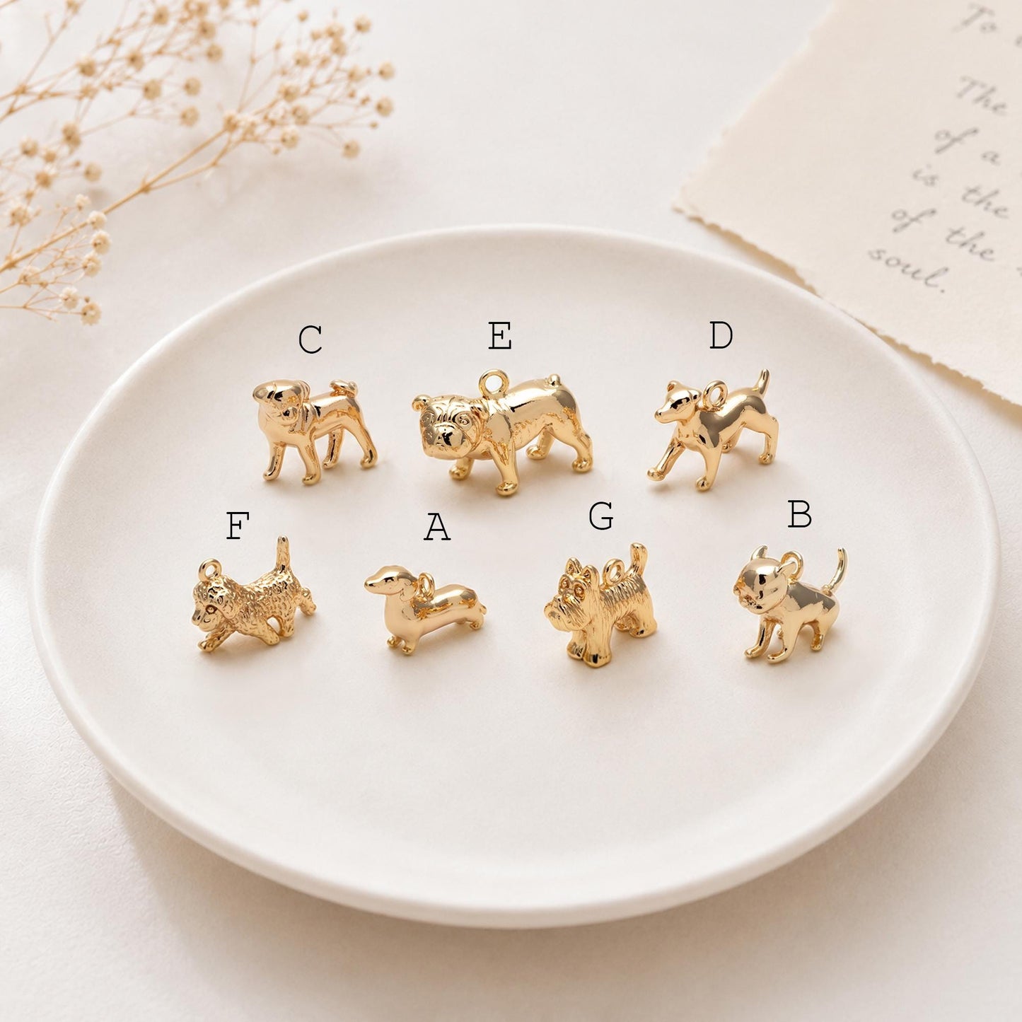 10pcs Gold/ Silver 3D Dog Charm, Gold/ Rhodium plated Brass, Jewelry Making, Diy Material, Jewelry Supplies (GB-2668)
