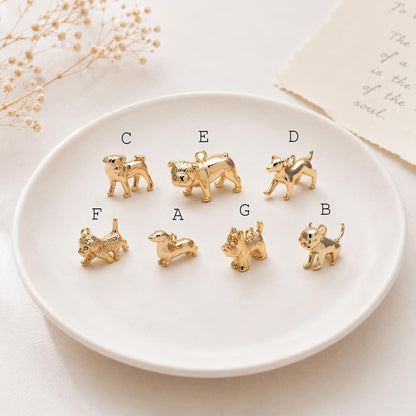 10pcs Gold/ Silver 3D Dog Charm, Gold/ Rhodium plated Brass, Jewelry Making, Diy Material, Jewelry Supplies (GB-2668)