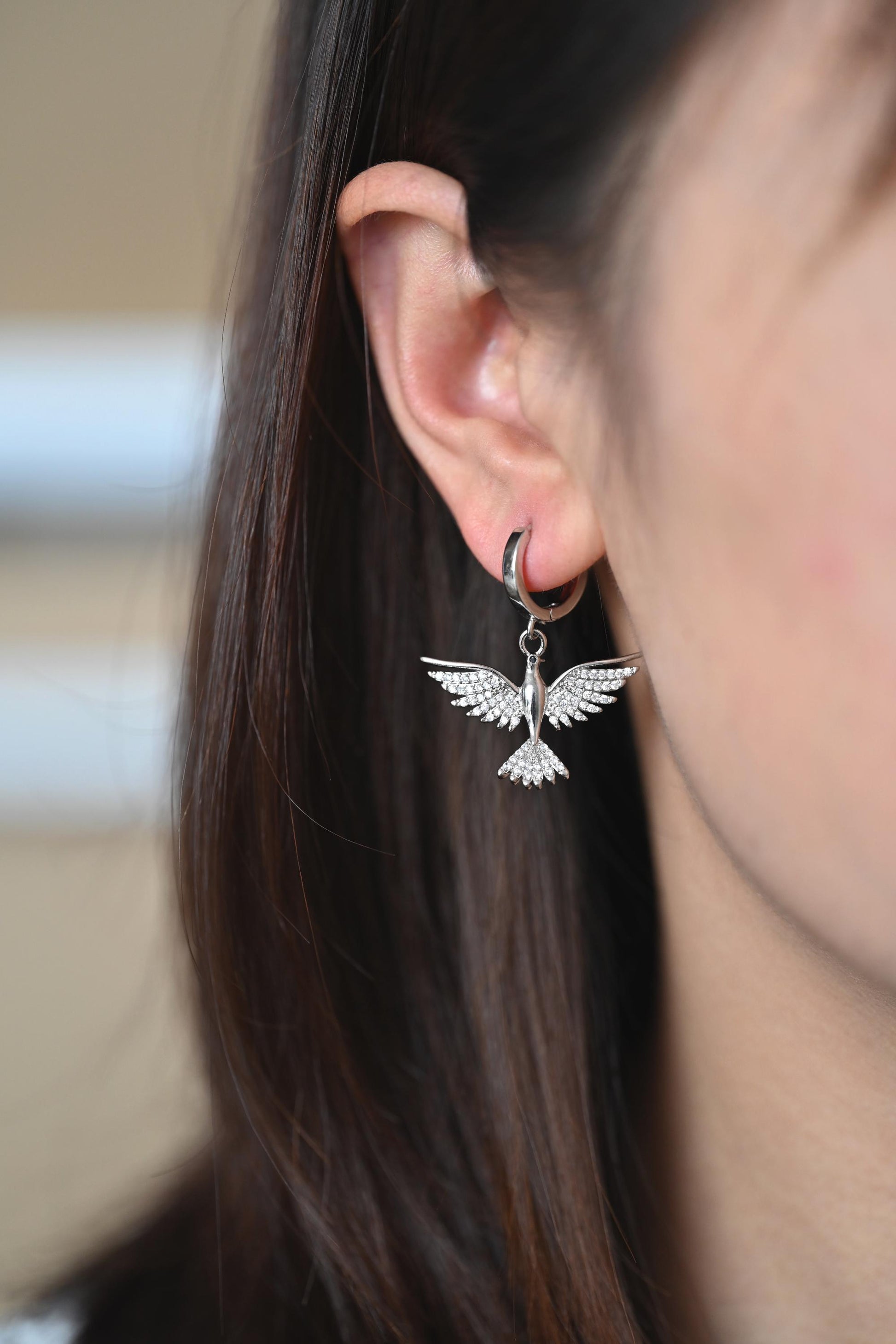 4pcs CZ Pave Gold/ Silver Tone Bird Charms, Real Gold/ Rhodium plated Brass Bird Pendant (GB-1480)
