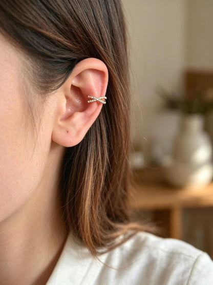 4pcs CZ Pave Gold Ear Cuffs, Dainty Ear Cuff, Delicate Ear Cuff, Ear Cuff No Piercing (GB-1335)