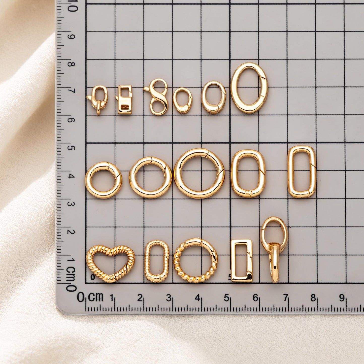 4pcs Gold Necklace Clasp, Oval Spring Gate Ring , Oval Gate Ring, Gold plated Brass Basic Supplies (GB-1831)