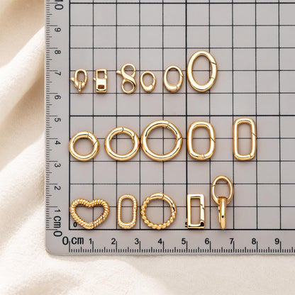 4pcs Gold Necklace Clasp, Oval Spring Gate Ring , Oval Gate Ring, Gold plated Brass Basic Supplies (GB-1831)