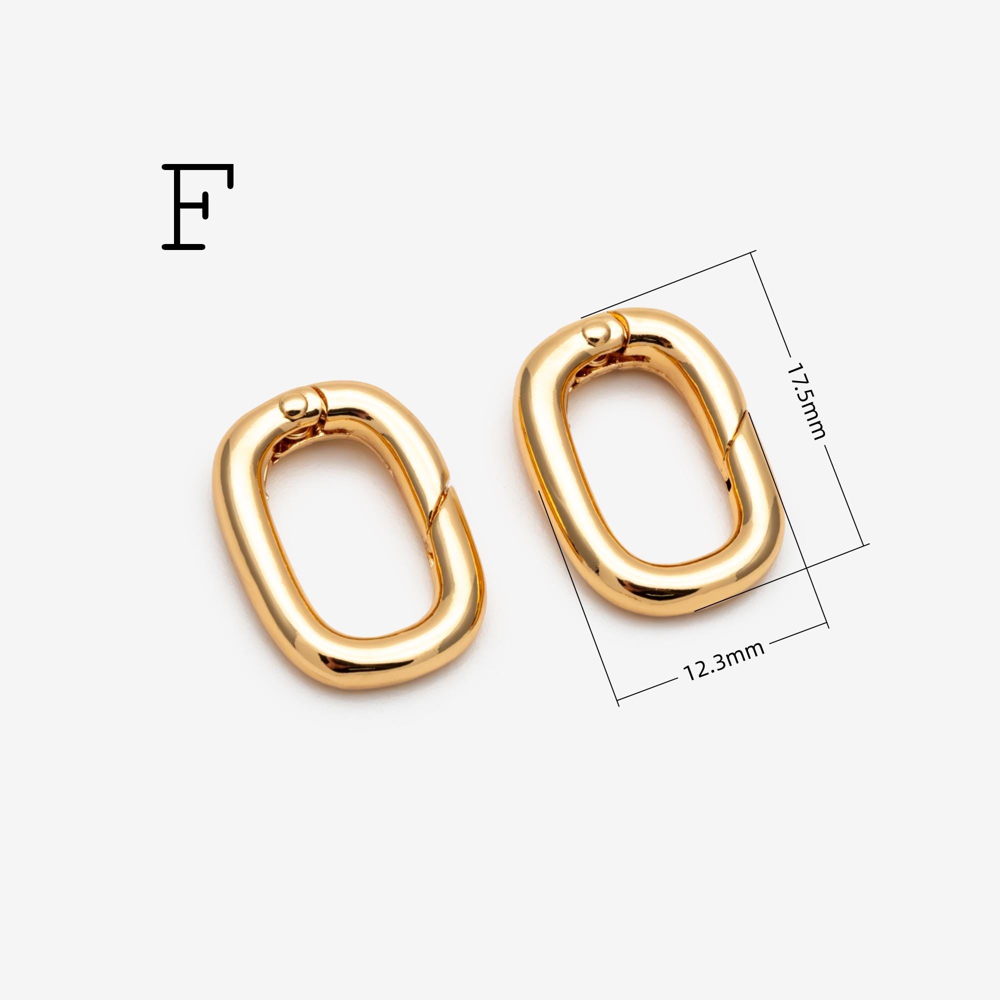 4pcs Gold Necklace Clasp, Oval Spring Gate Ring , Oval Gate Ring, Gold plated Brass Basic Supplies (GB-1831)