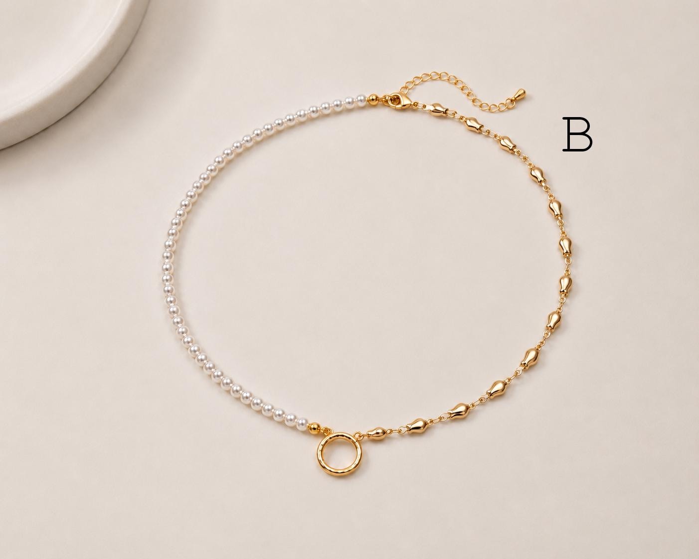 Charm Holder Necklace, Pearl Chain Necklace, Interchangeable Pendant Necklace, DIY Jewelry Base Necklace (#LK-628)