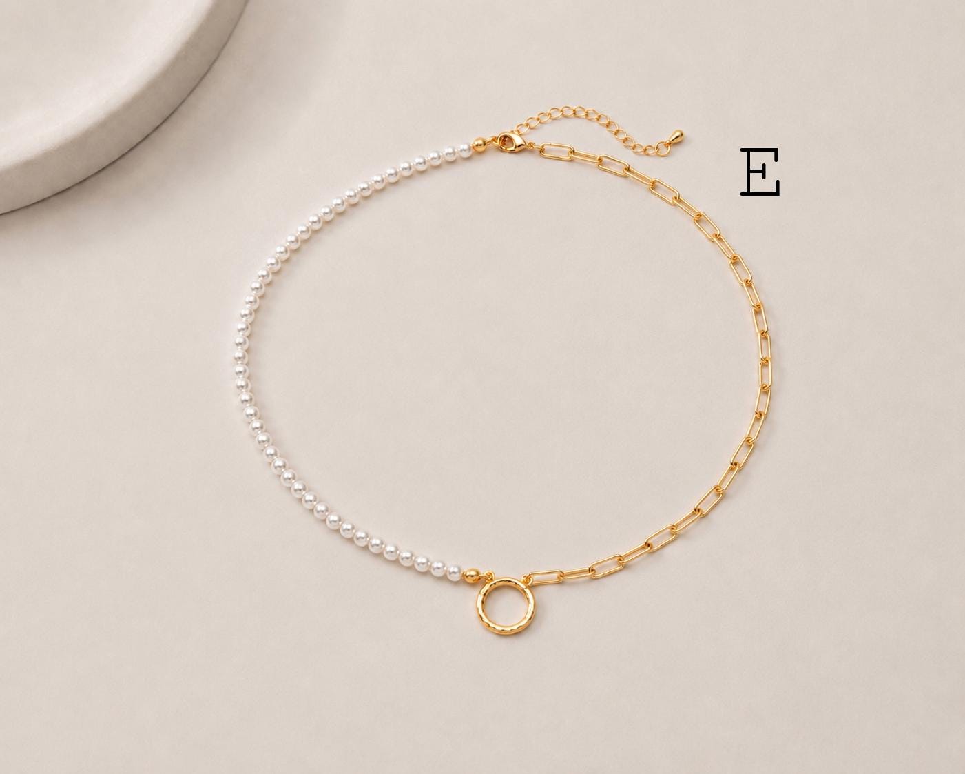 Charm Holder Necklace, Pearl Chain Necklace, Interchangeable Pendant Necklace, DIY Jewelry Base Necklace (#LK-628)