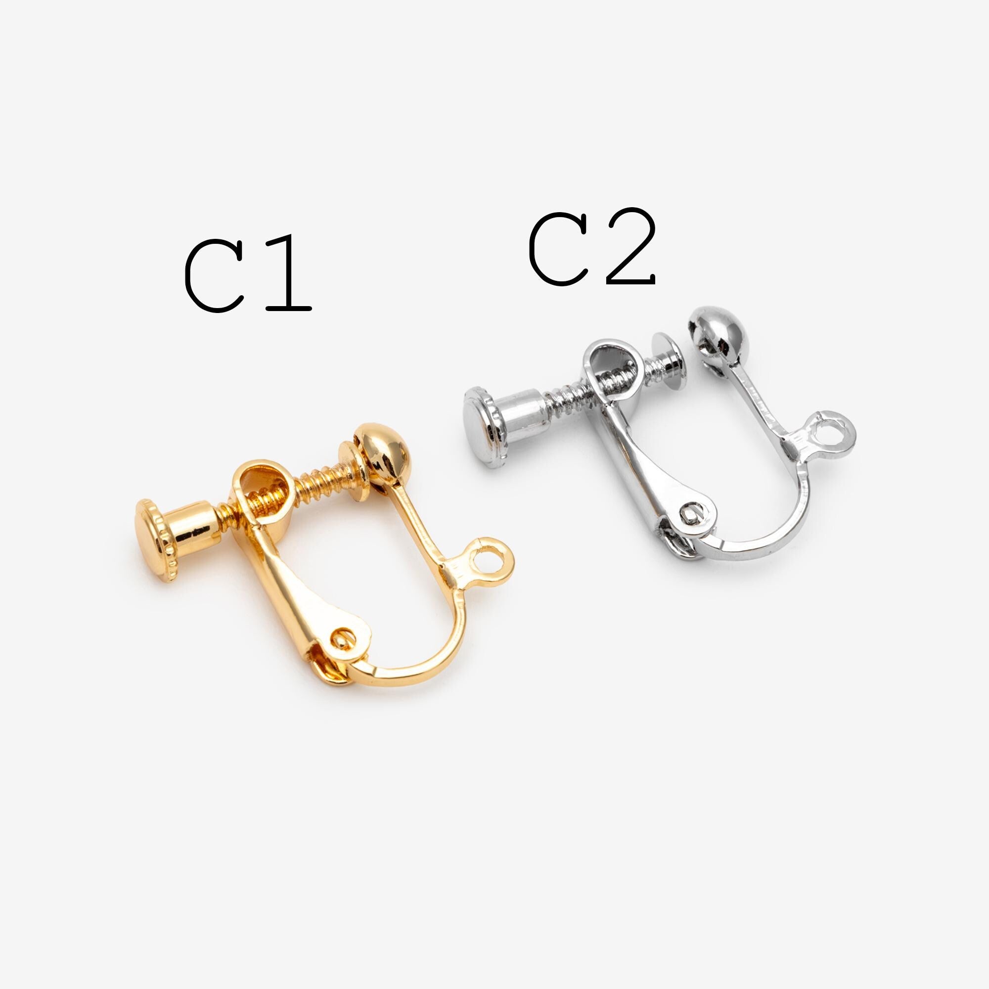 10pcs Clip On Earring Findings, Gold/ Silver tone Non Pierced Earrings (GB-251)