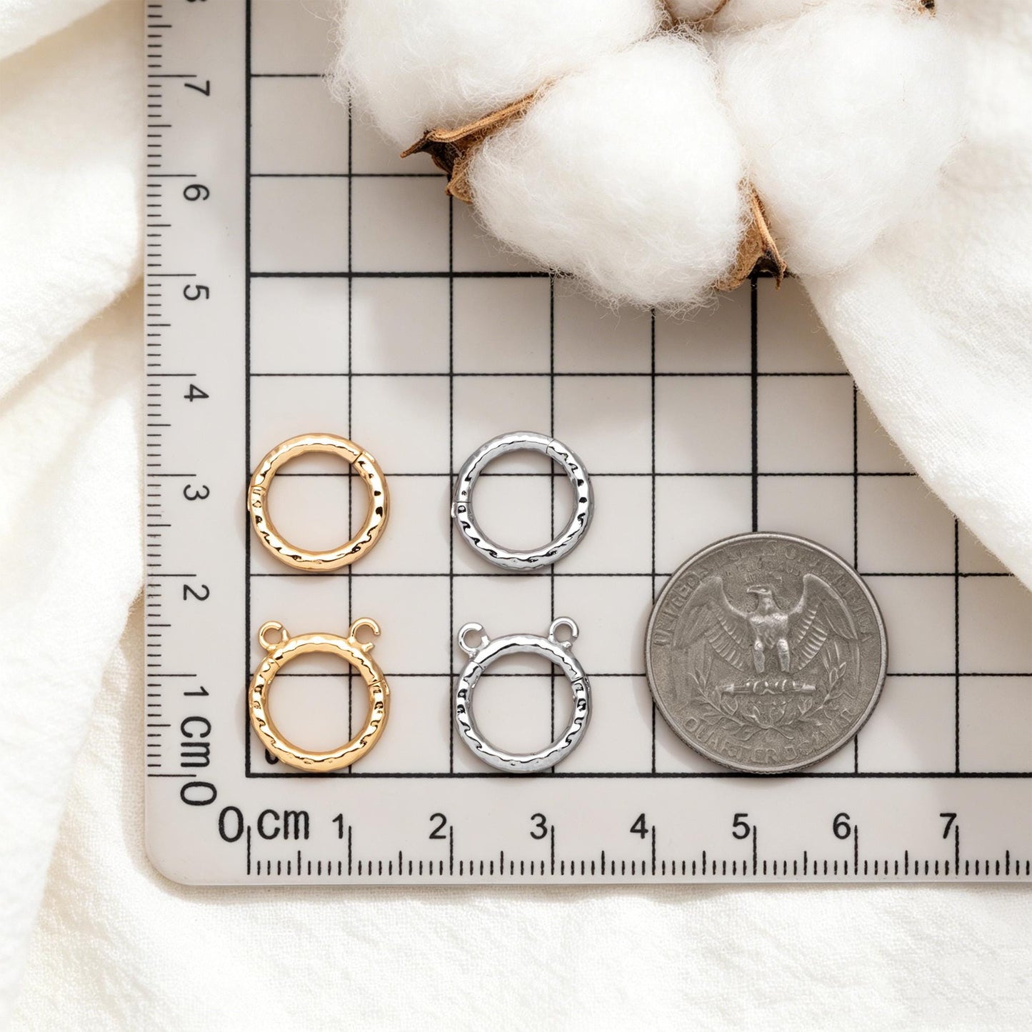 4pcs Gold Circle Clasp, Round Hammered Clasp for DIY Jewelry Making Supply (GB-4778)