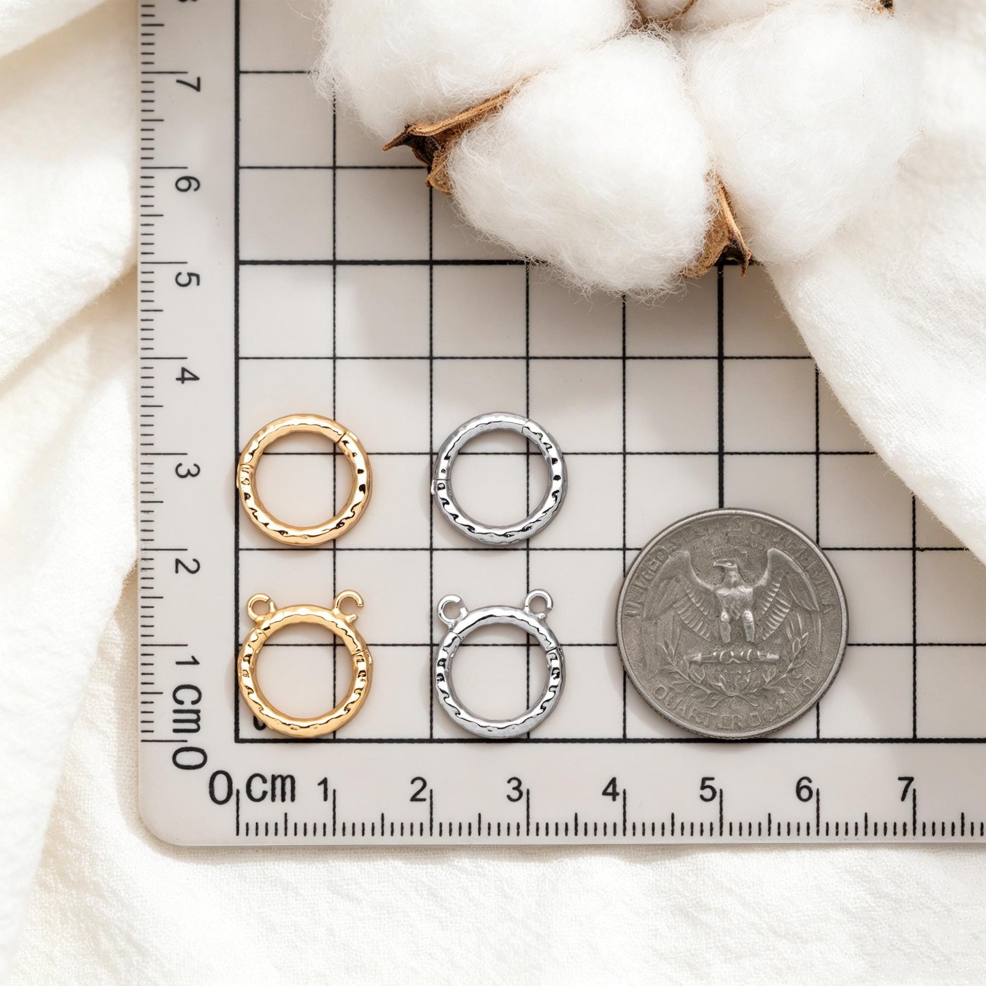 4pcs Gold Circle Clasp, Round Hammered Clasp for DIY Jewelry Making Supply (GB-4778)