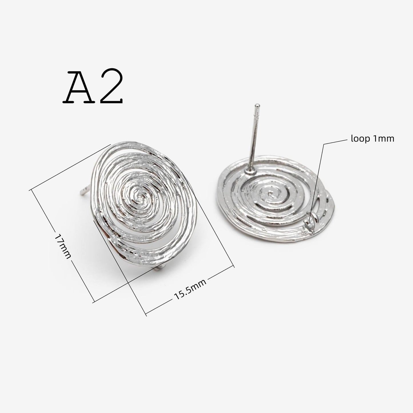10pcs Spiral Jewelry Findings, Abstract Swirl Stud Earrings & Pendant Charms, Gold Silver Plated Components for DIY Jewelry Making (GB-1066)