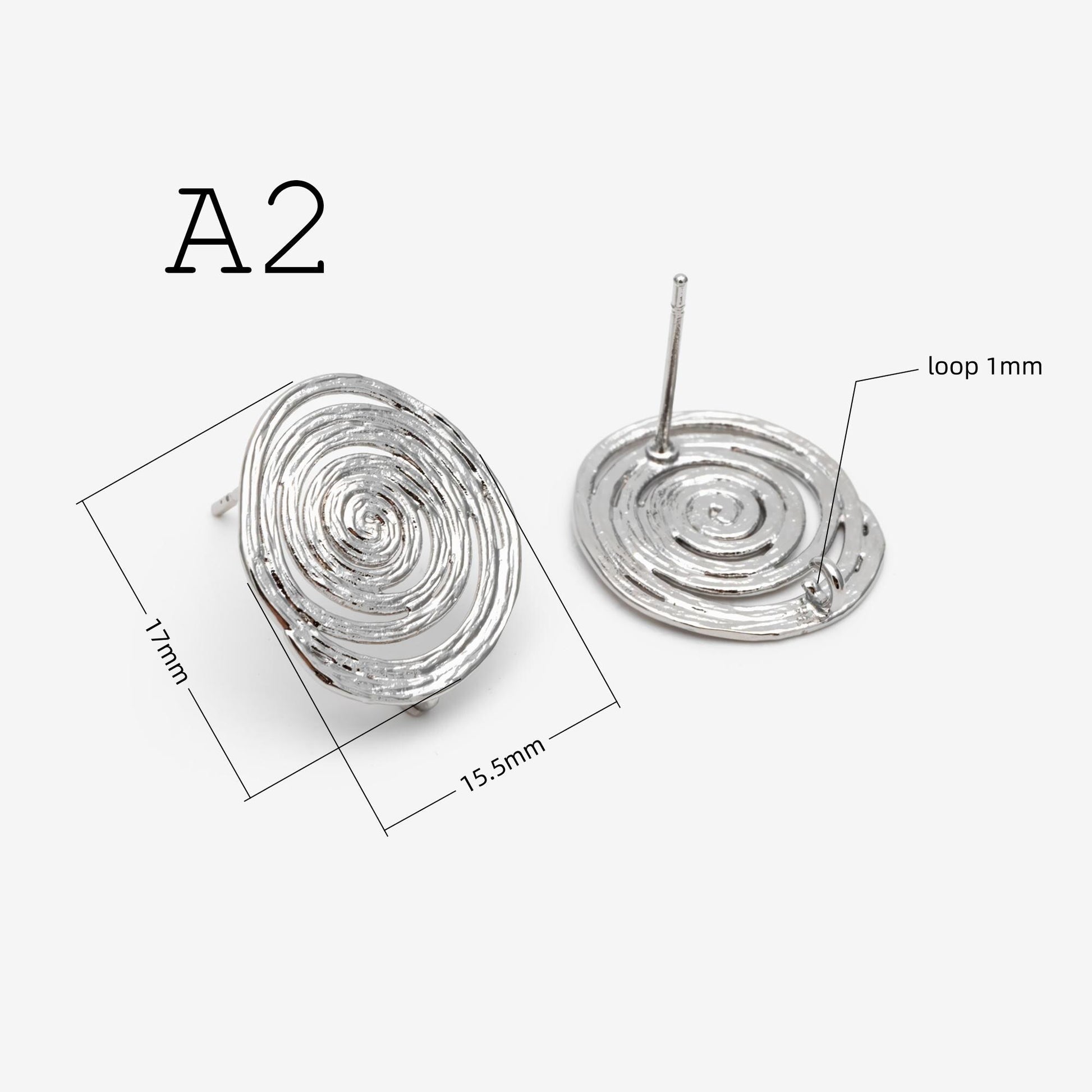 10pcs Spiral Jewelry Findings, Abstract Swirl Stud Earrings & Pendant Charms, Gold Silver Plated Components for DIY Jewelry Making (GB-1066)