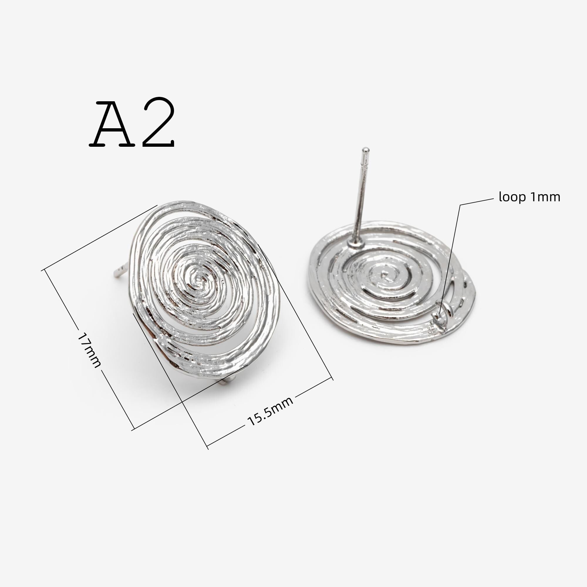10pcs Spiral Jewelry Findings, Abstract Swirl Stud Earrings & Pendant Charms, Gold Silver Plated Components for DIY Jewelry Making (GB-1066)