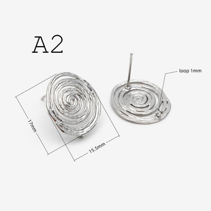 10pcs Spiral Jewelry Findings, Abstract Swirl Stud Earrings & Pendant Charms, Gold Silver Plated Components for DIY Jewelry Making (GB-1066)