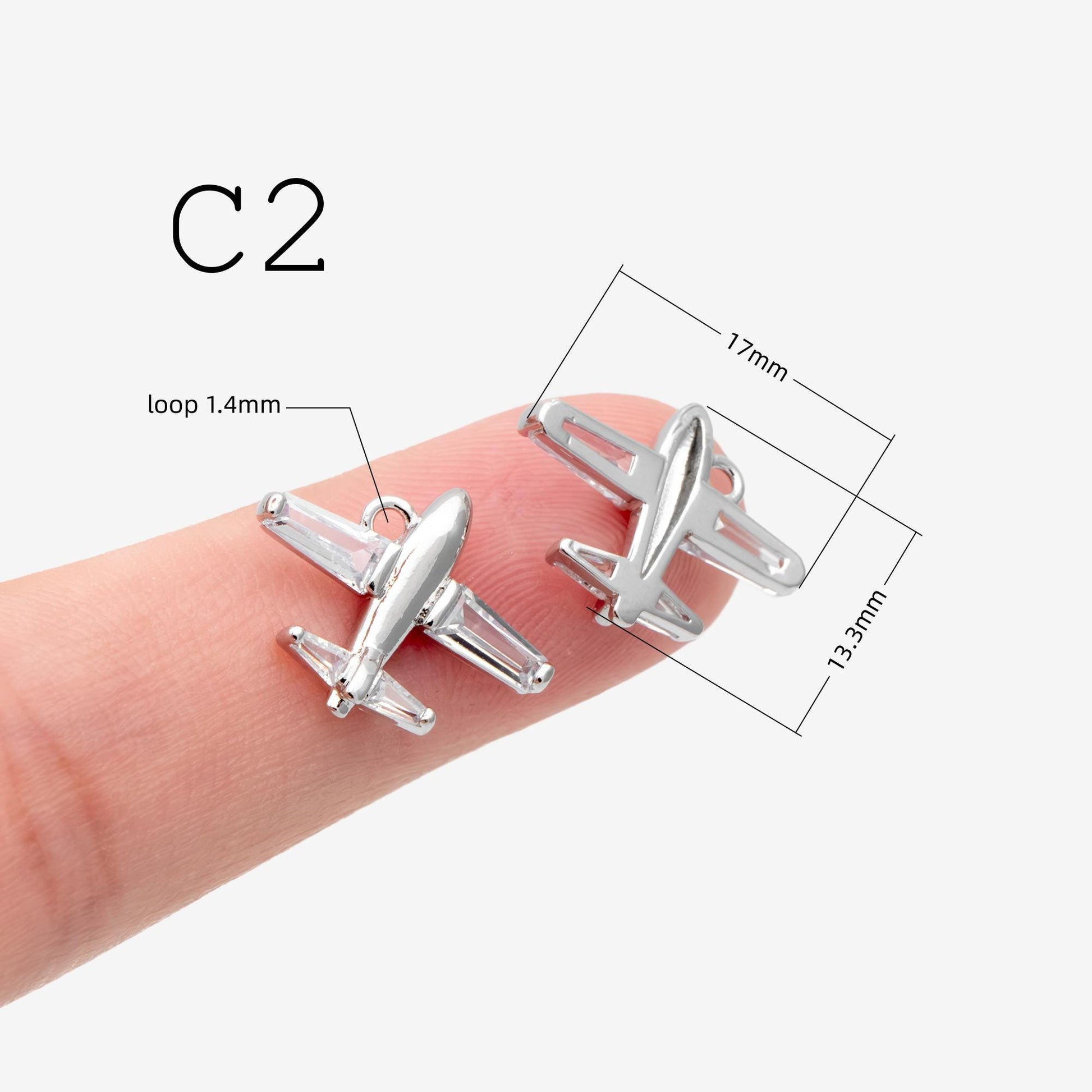 4pcs Gold Airplane Charms, 18K Gold plated Brass, Mini Plane Pendants (GB-2471)