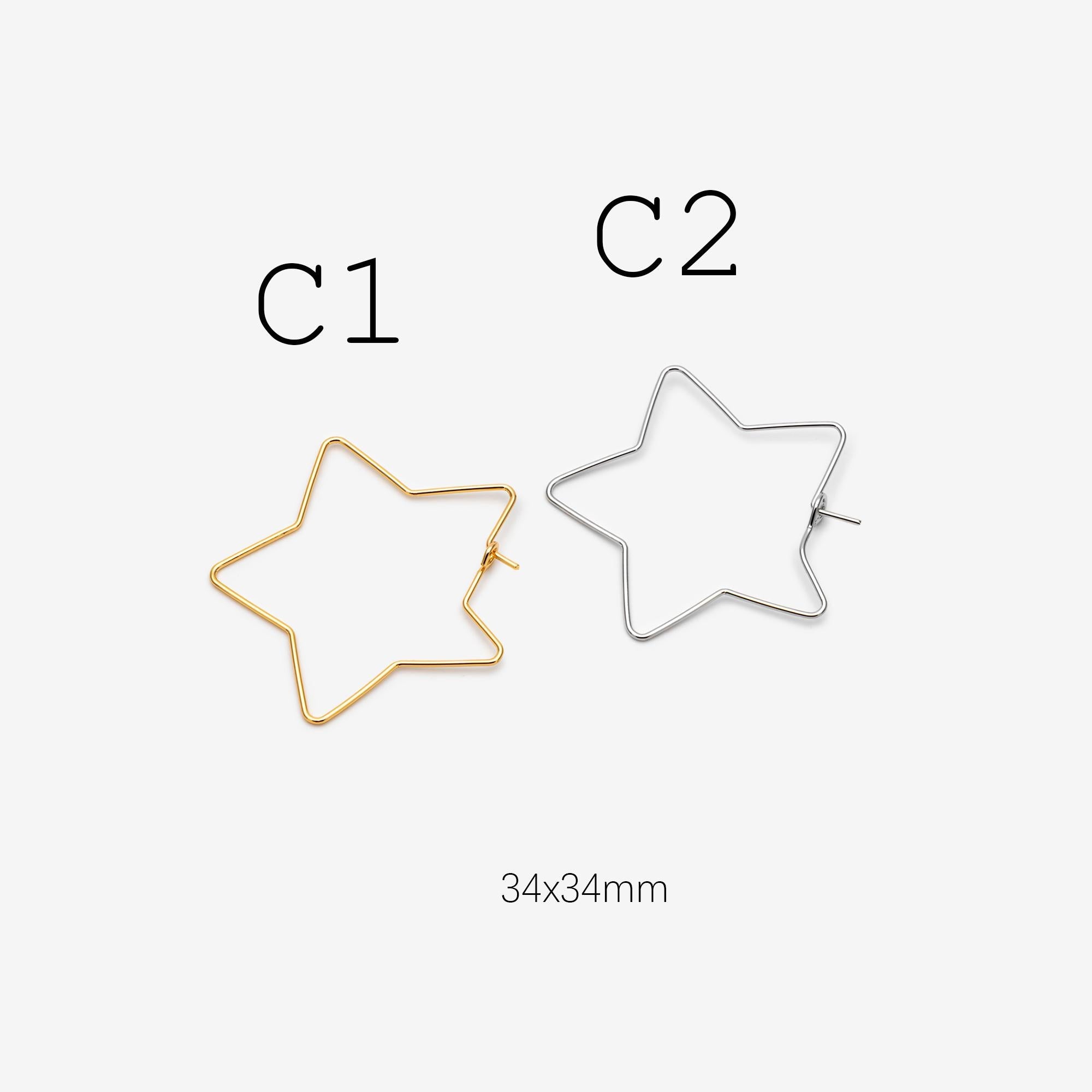 10pcs Gold/ Silver Tone Heart Earring Hoops, Geometric Earring Components (GB-698)