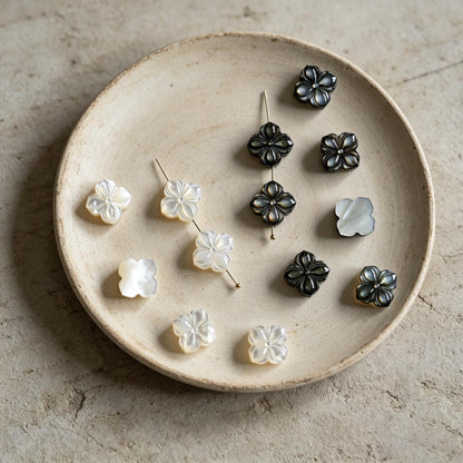 4pcs Single-Sided Carved Shell Beads, Mother of Pearl Animal & Sea Shapes for DIY Bracelet, Handmade Jewelry (BK-006)