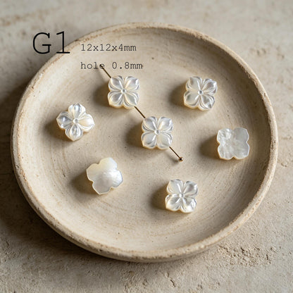 4pcs Single-Sided Carved Shell Beads, Mother of Pearl Animal & Sea Shapes for DIY Bracelet, Handmade Jewelry (BK-006)