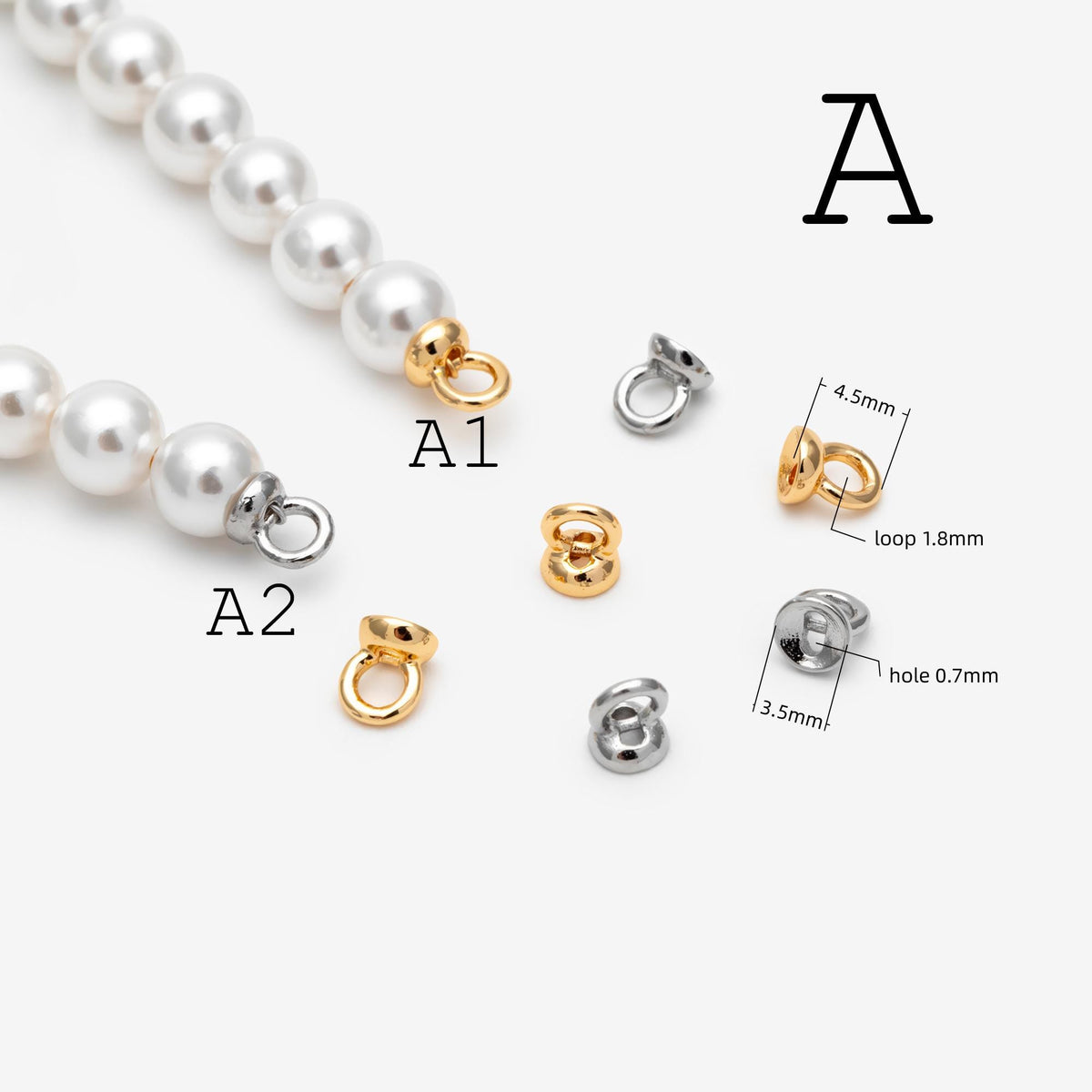 10pcs Gold/ Silver Bracelet Necklace End Loop, Gold/ Rhodium plated Brass bead end for Necklace Making (GB-4262)