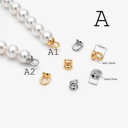 10pcs Gold/ Silver Bracelet Necklace End Loop, Gold/ Rhodium plated Brass bead end for Necklace Making (GB-4262)