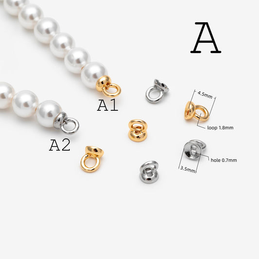 10pcs Gold/ Silver Bracelet Necklace End Loop, Gold/ Rhodium plated Brass bead end for Necklace Making (GB-4262)