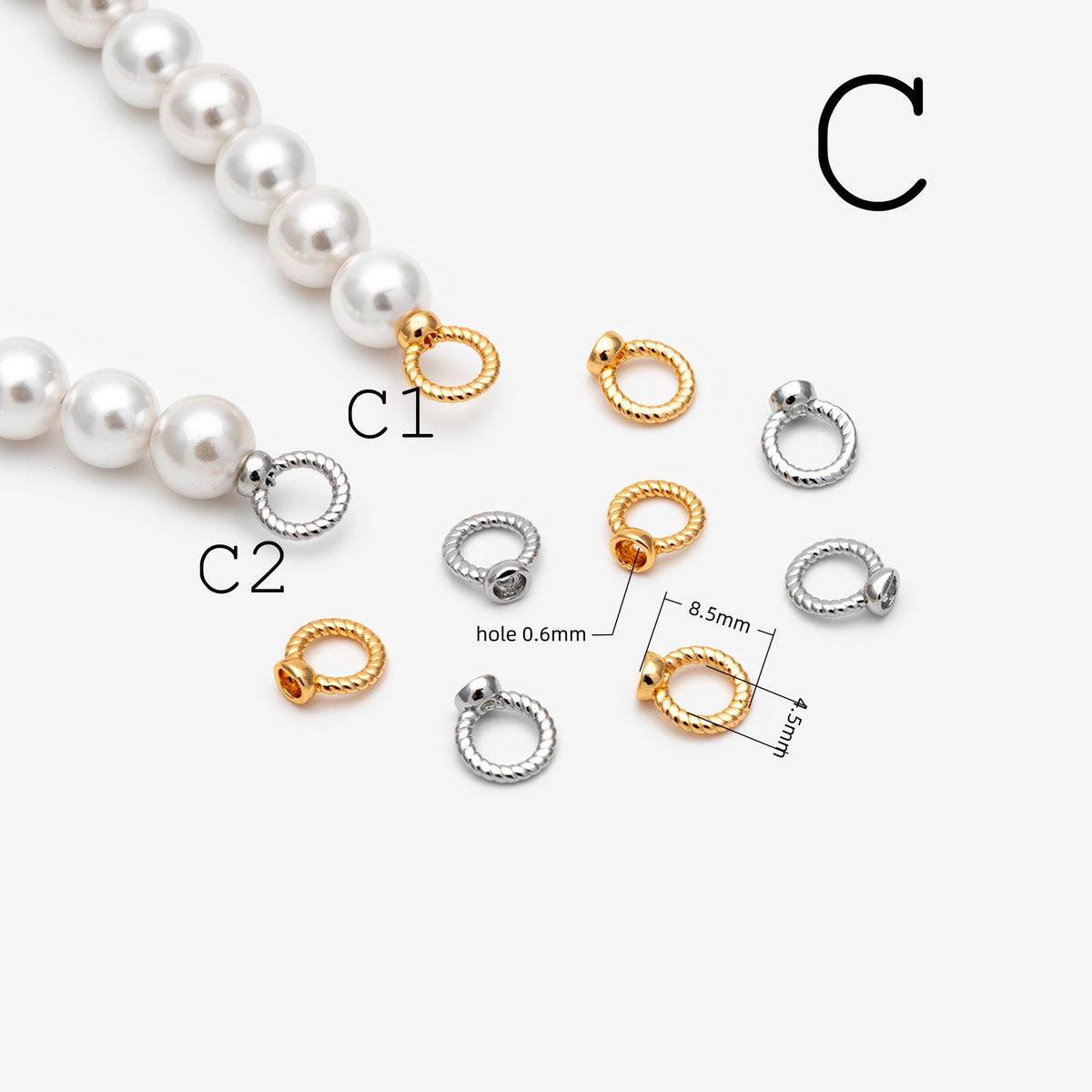 10pcs Gold/ Silver Bracelet Necklace End Loop, Gold/ Rhodium plated Brass bead end for Necklace Making (GB-4262)
