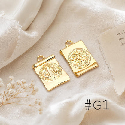 4pcs Gold Virgin Mother Mary Charm Connectors, Catholic Baptism Lady Guadalupe Charm, Medallion Religious Jewelry Craft (GB-4395)