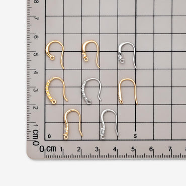 10pcs CZ Pave Gold/ Silver Earring Hooks , Real Gold/ Rhodium Plated Brass Earwires (GB-317)