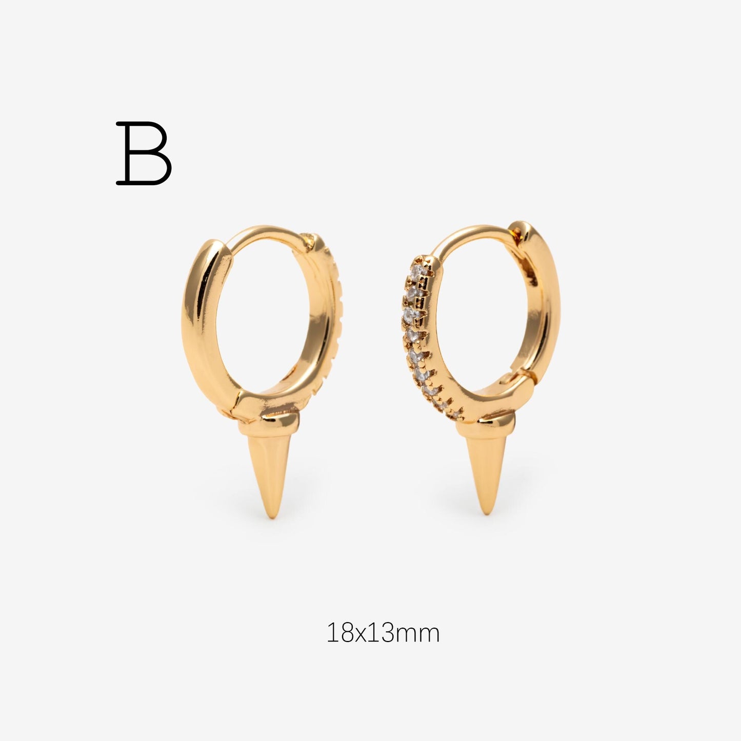 4pcs CZ Paved Polygon Hoop Earrings, Geometric Huggie Earrings, Minimalist Hoop Earrings (GB-2398)